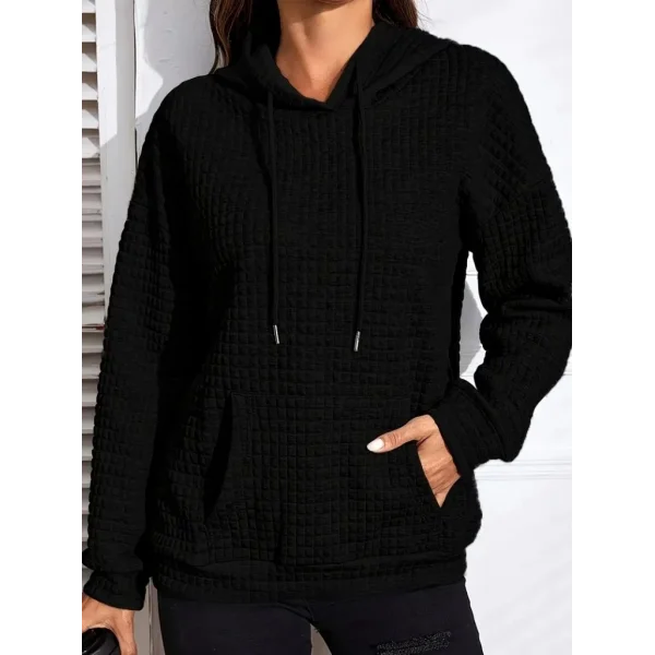 Kadın Uzun Kollu Kapşonlu Bağcıklı Cepli Capitone Sweatshirt