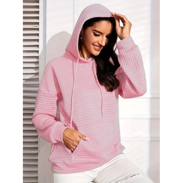 Kadın Uzun Kollu Kapşonlu Bağcıklı Cepli Capitone Sweatshirt