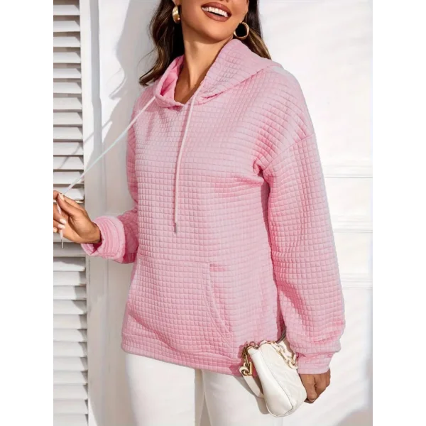 Kadın Uzun Kollu Kapşonlu Bağcıklı Cepli Capitone Sweatshirt