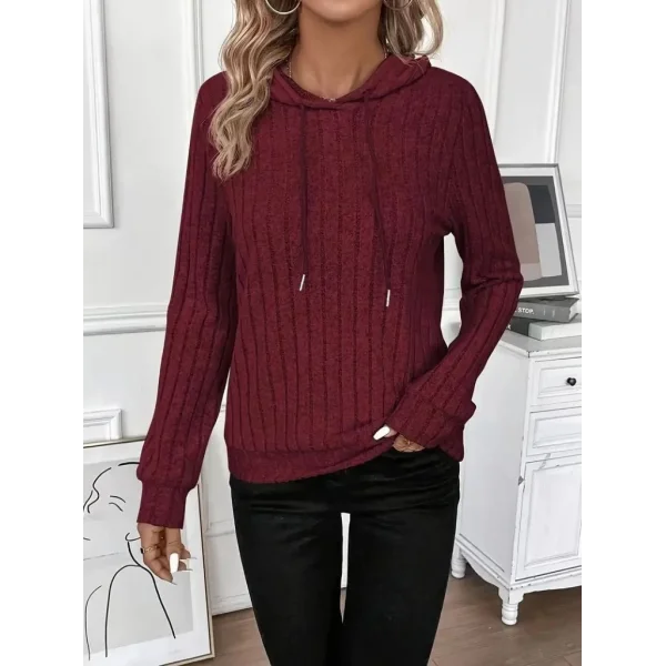 Kadın Uzun Kollu Kapşonlu Bağcıklı şardonlu Kaşkorse Bluz