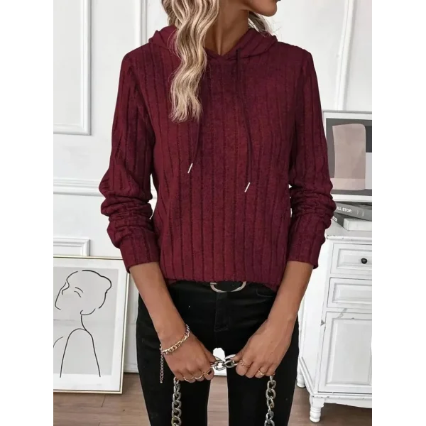 Kadın Uzun Kollu Kapşonlu Bağcıklı şardonlu Kaşkorse Bluz