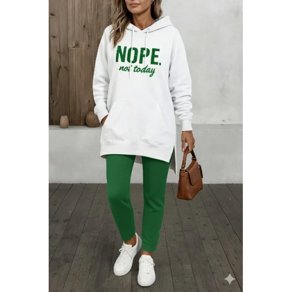 Kadın Uzun Kollu Kapşonlu Bağcıklı Viskon Iki Iplik Sweat