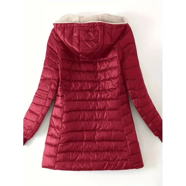 Kadın Uzun Kollu Kapşonlu Cep Detaylı Fermuarlı Orta Boy Mont