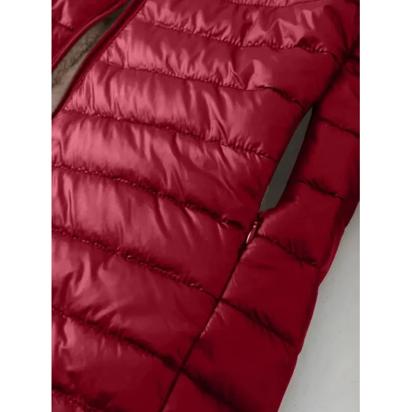 Kadın Uzun Kollu Kapşonlu Cep Detaylı Fermuarlı Orta Boy Mont