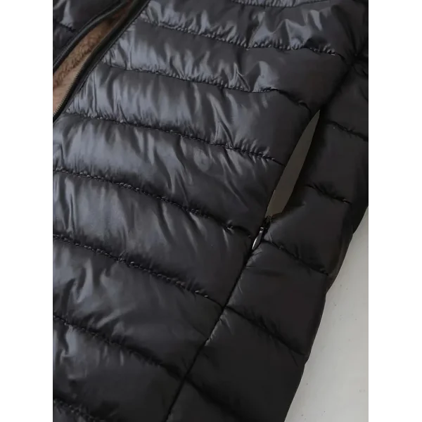 Kadın Uzun Kollu Kapşonlu Cep Detaylı Fermuarlı Orta Boy Mont