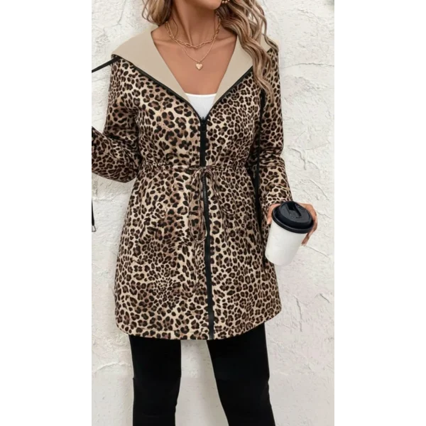 Kadın Uzun Kollu Kapşonlu çift Taraflı Cepli Bağcıklı Fermuarlı Viskon Iki Iplik Ceket