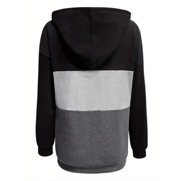 Kadın Uzun Kollu Kapşonlu çok Renkli Iki Iplik Bluz