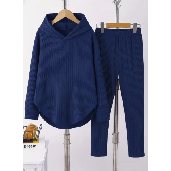 Kadın Uzun Kollu Kapşonlu Meloni Bluz Ve Pantolon Ikili Takım