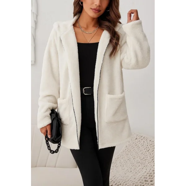 Kadın Uzun Kollu Kapşonlu önden Fermuarlı Cepli Welsoft Ceket