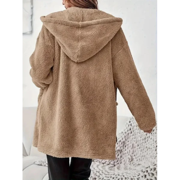 Kadın Uzun Kollu Kapşonlu önden Fermuarlı Cepli Welsoft Ceket