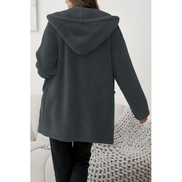 Kadın Uzun Kollu Kapşonlu önden Fermuarlı Cepli Welsoft Ceket