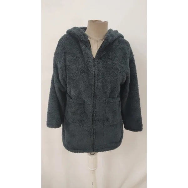 Kadın Uzun Kollu Kapşonlu önden Fermuarlı Cepli Welsoft Ceket