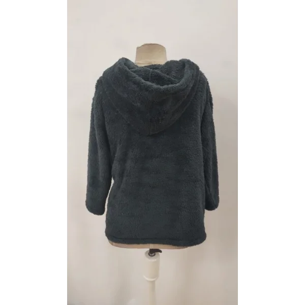 Kadın Uzun Kollu Kapşonlu önden Fermuarlı Cepli Welsoft Ceket