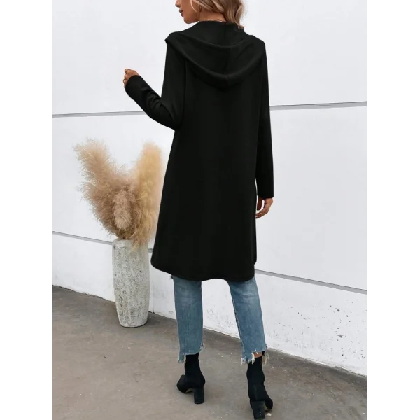 Kadın Uzun Kollu Kapşonlu önden Fermuarlı Midi Dalgıç Ceket