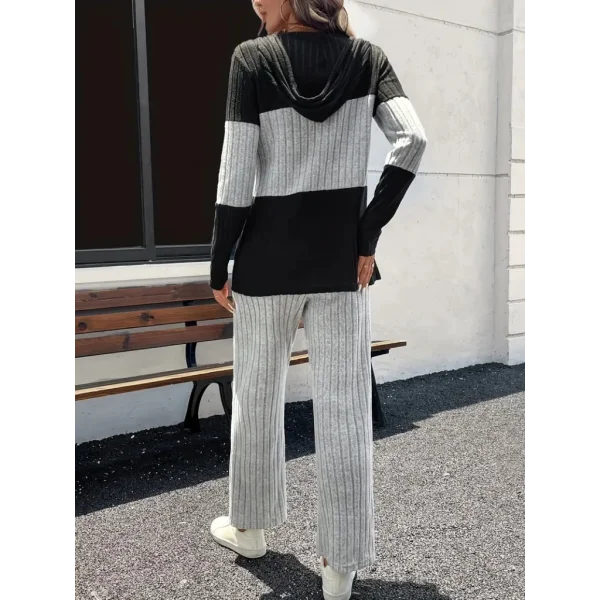 Kadın Uzun Kollu Kapşonlu önden Fermuarlı şardonlu Kaşkorse Bluz Ve Pantolon