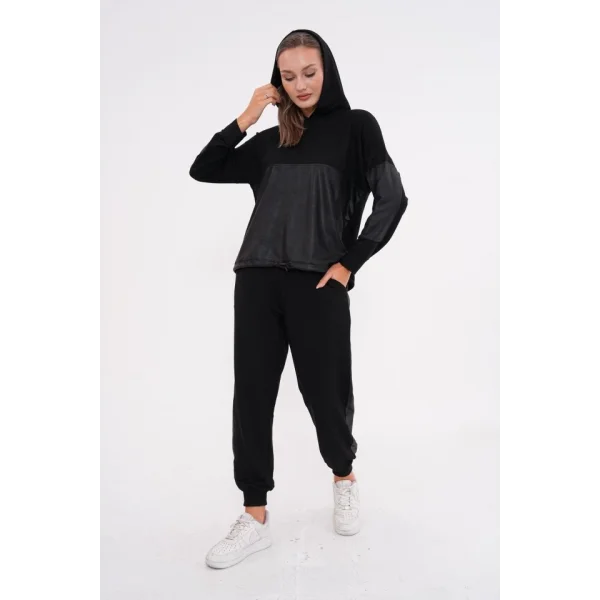 Kadın Uzun Kollu Kapüşonlu Oversize Sweat Ve Pantolon Ikili Takım