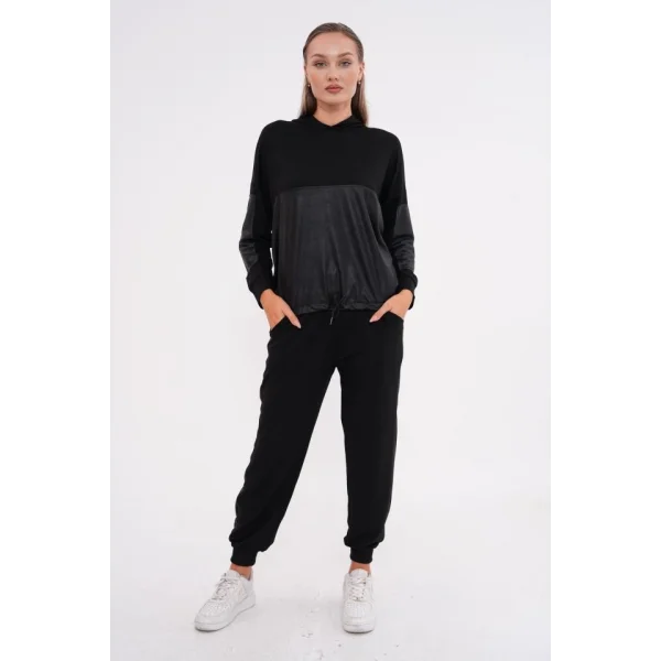 Kadın Uzun Kollu Kapüşonlu Oversize Sweat Ve Pantolon Ikili Takım