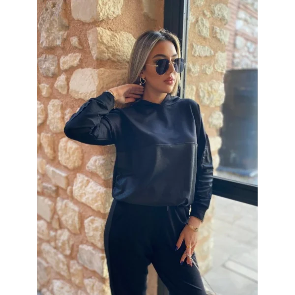 Kadın Uzun Kollu Kapüşonlu Oversize Sweat Ve Pantolon Ikili Takım