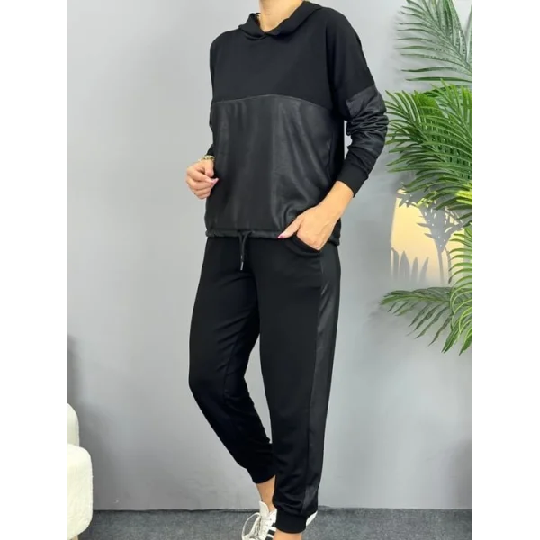 Kadın Uzun Kollu Kapüşonlu Oversize Sweat Ve Pantolon Ikili Takım