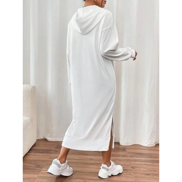 Kadın Uzun Kollu Kapüşonlu Yakası Açık Modal Elbise