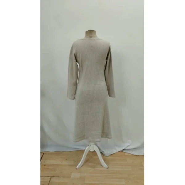 Kadın Uzun Kollu Kare Yaka Midi Kaşkorse Elbise