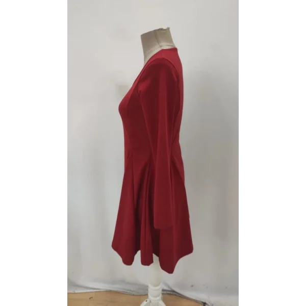 Kadın Uzun Kollu Kare Yakalı Mini Ithal Krep Elbise