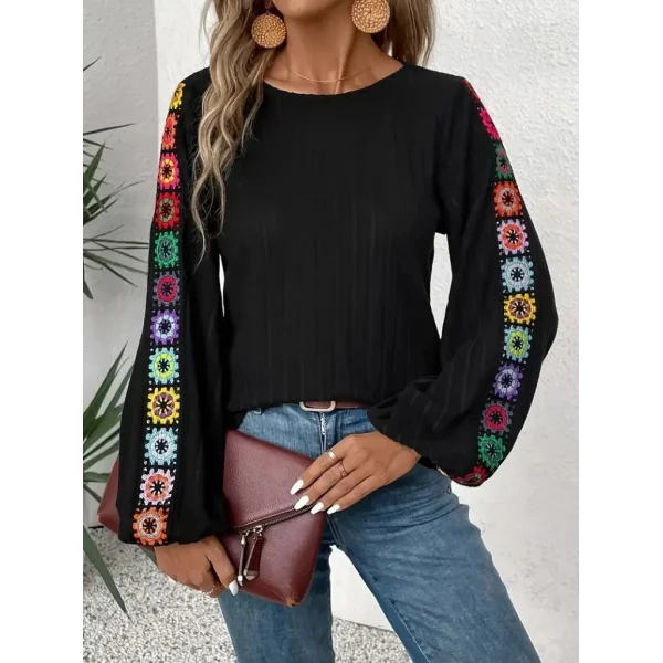 Kadın Uzun Kollu Kayık Yaka şardonlu Dalgıç Bluz