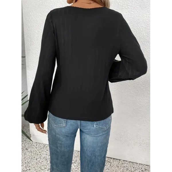 Kadın Uzun Kollu Kayık Yaka şardonlu Dalgıç Bluz