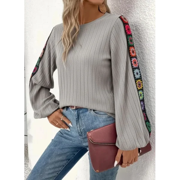 Kadın Uzun Kollu Kayık Yaka şardonlu Kaşkorse Bluz
