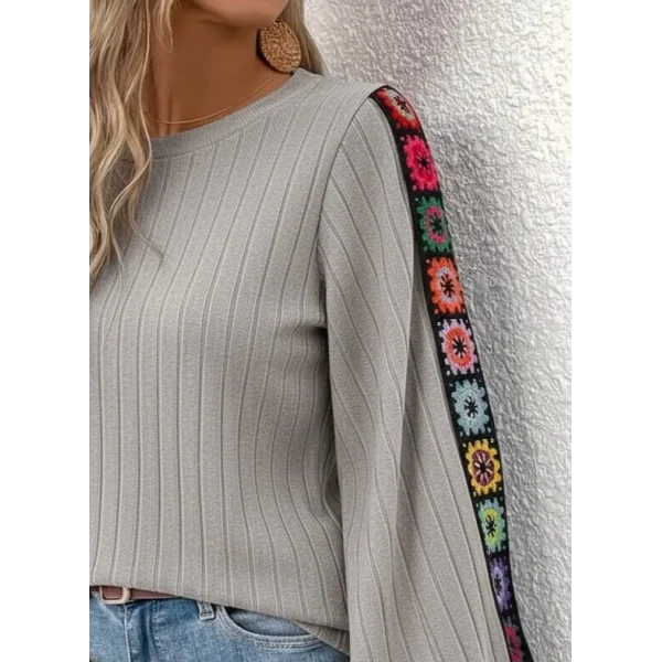 Kadın Uzun Kollu Kayık Yaka şardonlu Kaşkorse Bluz