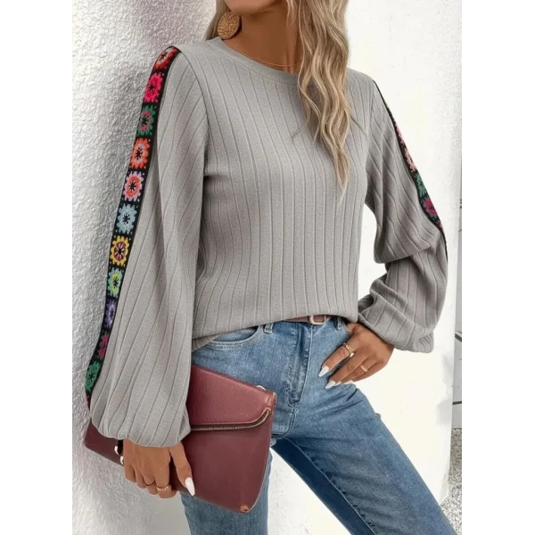 Kadın Uzun Kollu Kayık Yaka şardonlu Kaşkorse Bluz