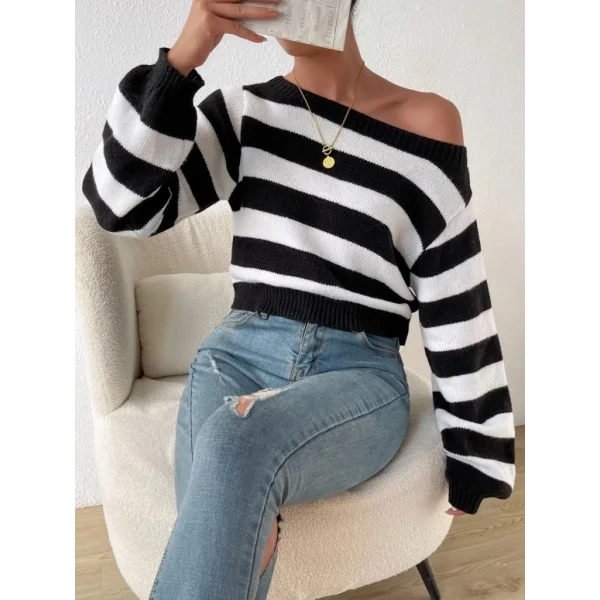 Kadın Uzun Kollu Kayık Yaka Triko Bluz