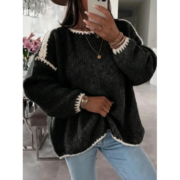 Kadın Uzun Kollu Kayık Yaka Triko Bluz