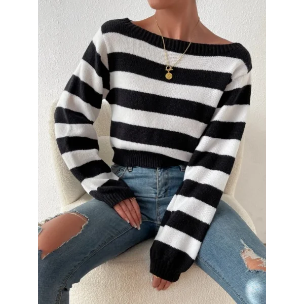 Kadın Uzun Kollu Kayık Yaka Triko Bluz