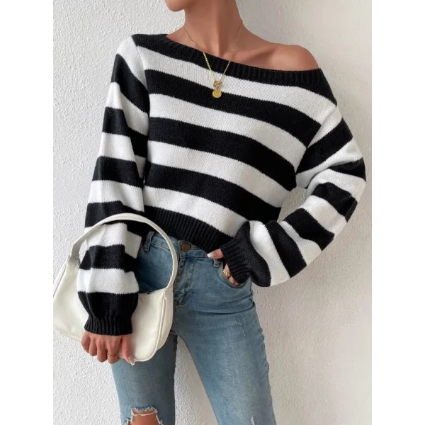 Kadın Uzun Kollu Kayık Yaka Triko Bluz