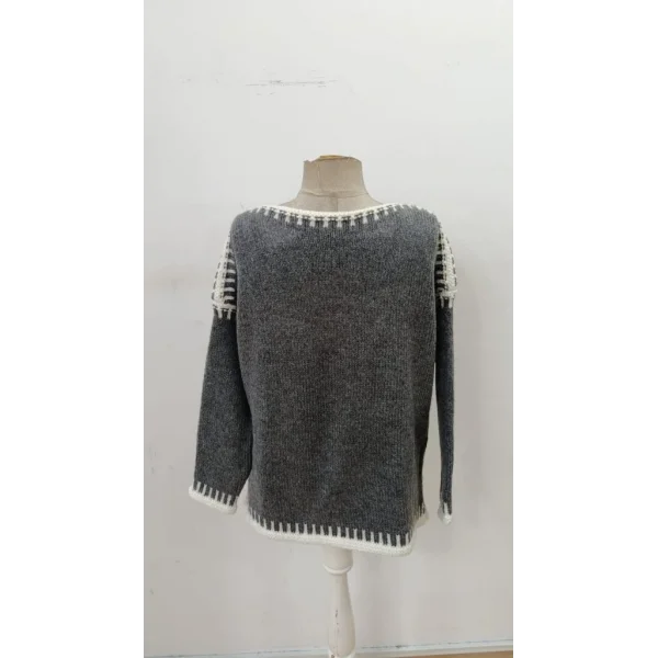 Kadın Uzun Kollu Kayık Yaka Triko Bluz