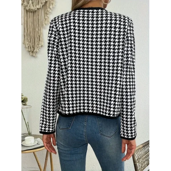 Kadın Uzun Kollu Kaz Ayağı Desenli şardonlu Dalgıç Ceket