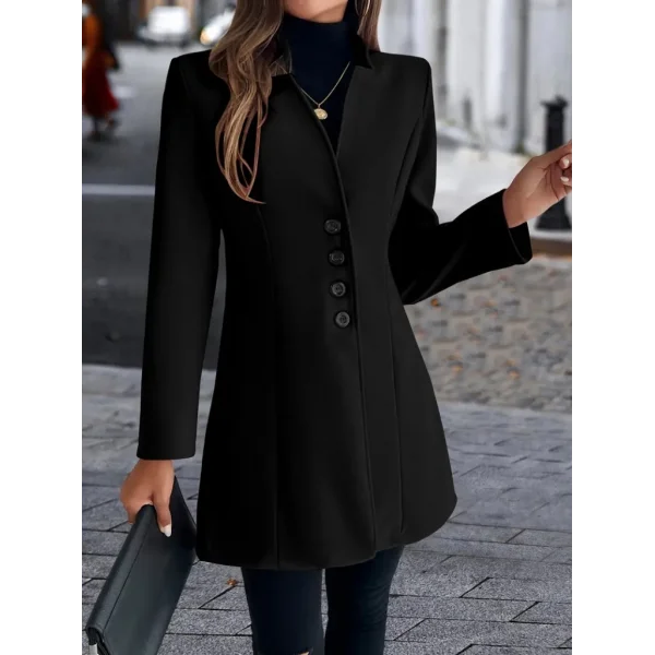 Kadın Uzun Kollu Kırlangıç Yaka önden Düğmeli Kısa Kaşe Kaban