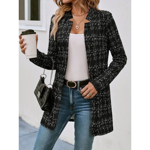 Kadın Uzun Kollu Kırlangıç Yaka önü Açık şanel Ceket