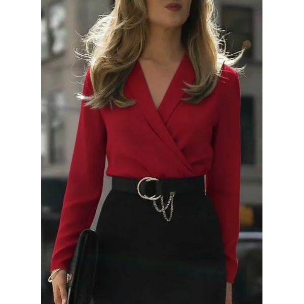 Kadın Uzun Kollu Kruvaze Yaka Janjan Krep Midi Elbise