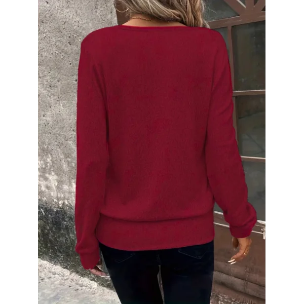 Kadın Uzun Kollu Kruvaze Yaka Kol Ve Etek Ucu Manşet Detay Yumoş Bluz