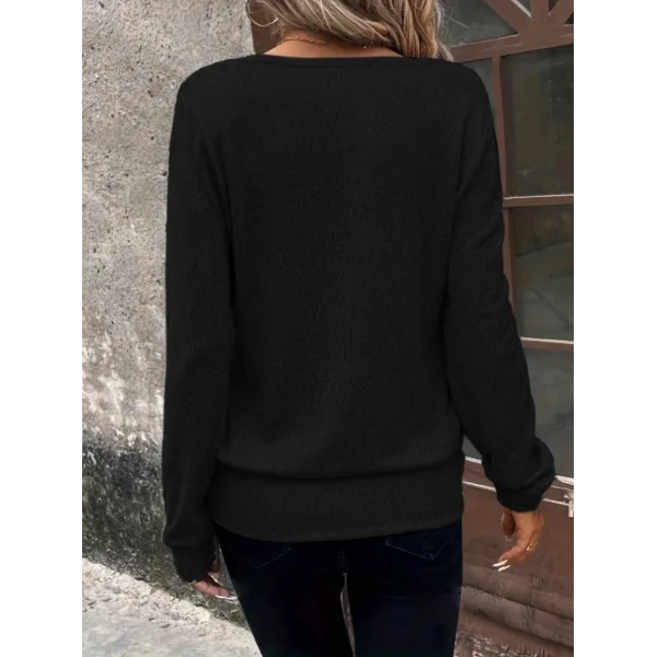 Kadın Uzun Kollu Kruvaze Yaka Kol Ve Etek Ucu Manşet Detay Yumoş Bluz