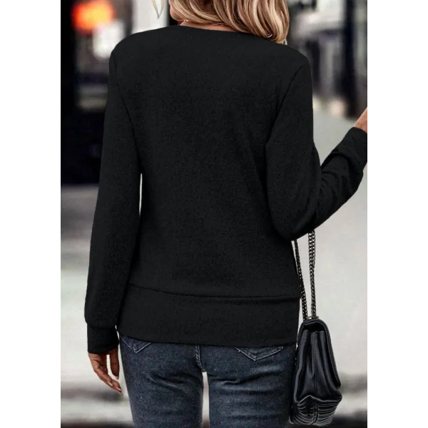 Kadın Uzun Kollu Kruvaze Yaka Kol Ve Etek Ucu Manşet Detay Yumoş Bluz