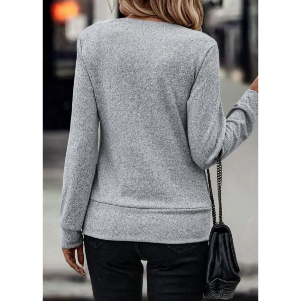 Kadın Uzun Kollu Kruvaze Yaka Kol Ve Etek Ucu Manşet Detay Yumoş Bluz