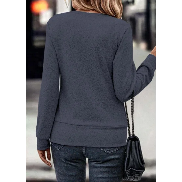 Kadın Uzun Kollu Kruvaze Yaka Kol Ve Etek Ucu Manşet Detay Yumoş Bluz