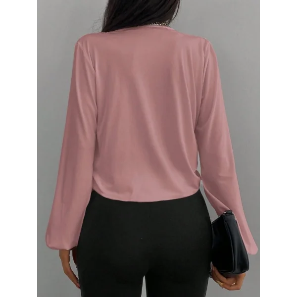 Kadın Uzun Kollu Kruvaze Yaka Sandy Bluz