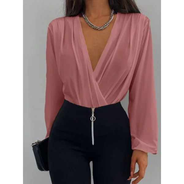 Kadın Uzun Kollu Kruvaze Yaka Sandy Bluz