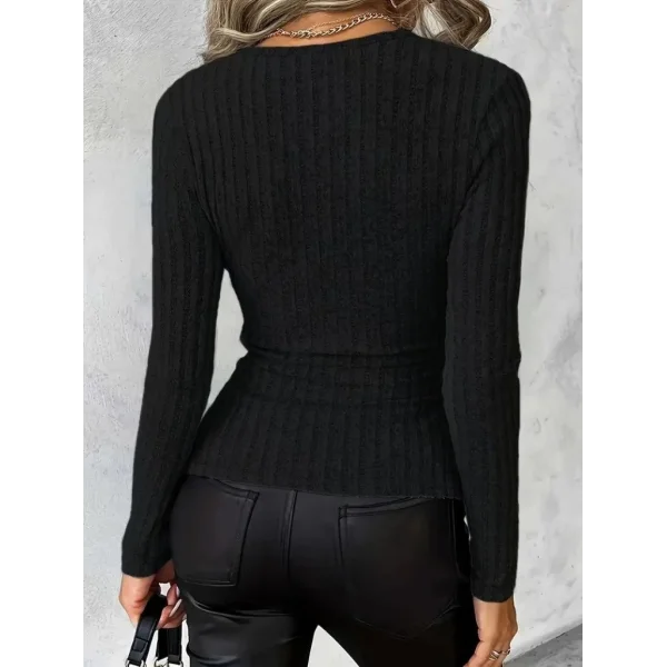 Kadın Uzun Kollu Kruvaze Yaka Yandan Düğme Detaylı şardonlu Kaşkorse Bluz