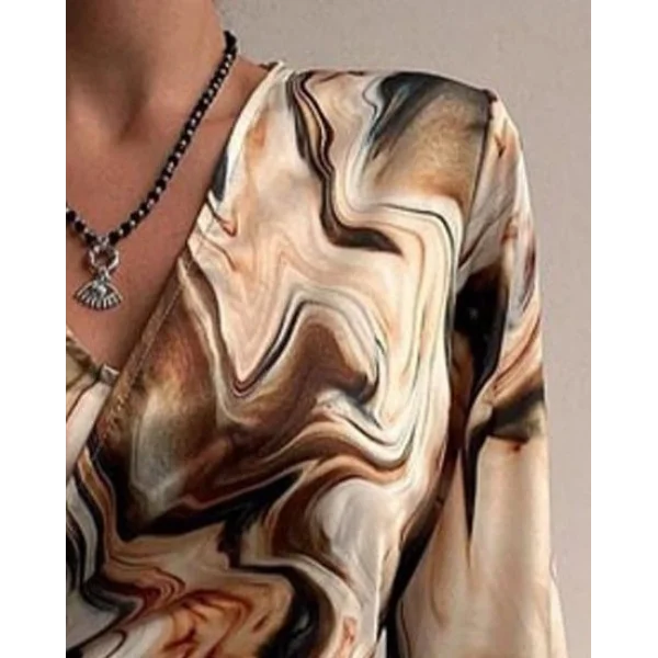 Kadın Uzun Kollu Kruvaze Yakalı Asimetrik Detaylı Mini Modal Elbise