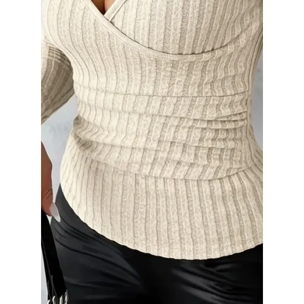 Kadın Uzun Kollu Kruvaze Yakalı Incili şardonlu Kaşkorse Bluz